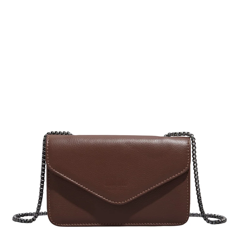 Bolsa Envelope Couro Floater Marrom Dark Alça Transversal - vista 1 de 4