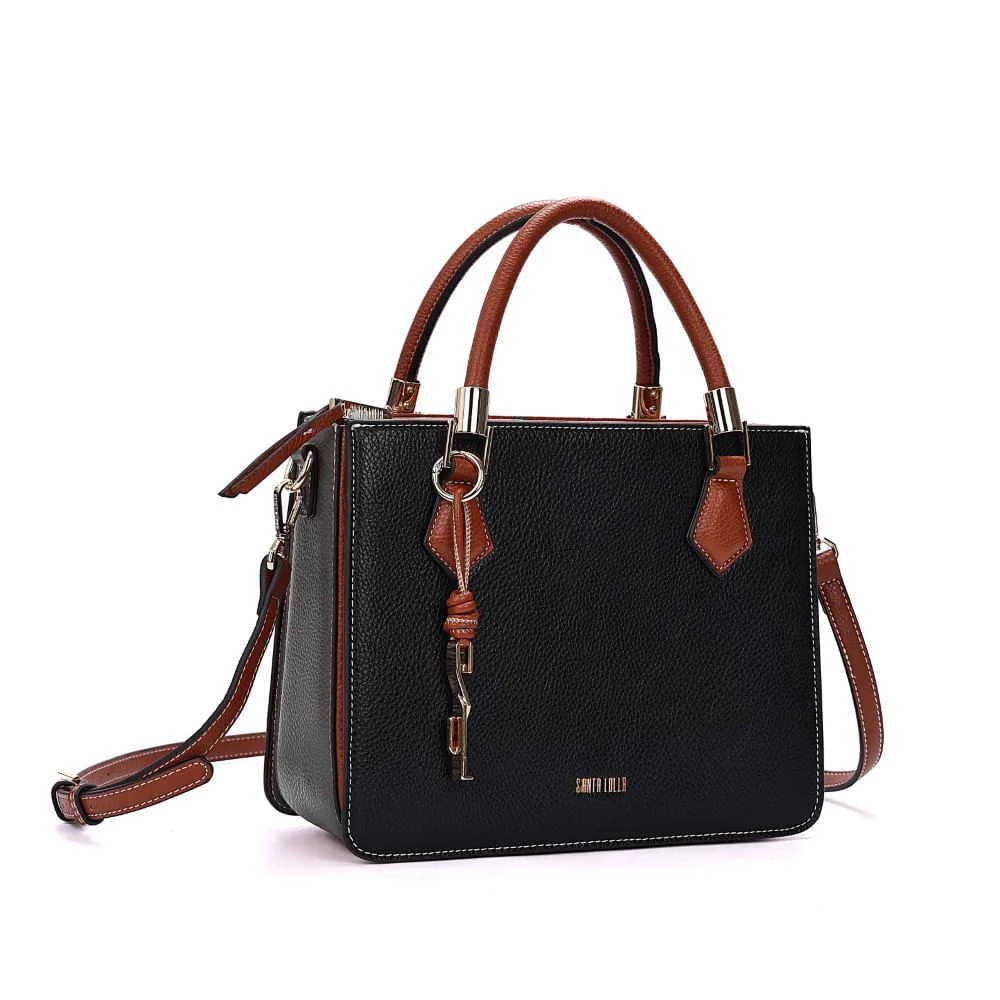 Bolsa Tote Média Estruturada Floater Preto Transversal - vista 1 de 6