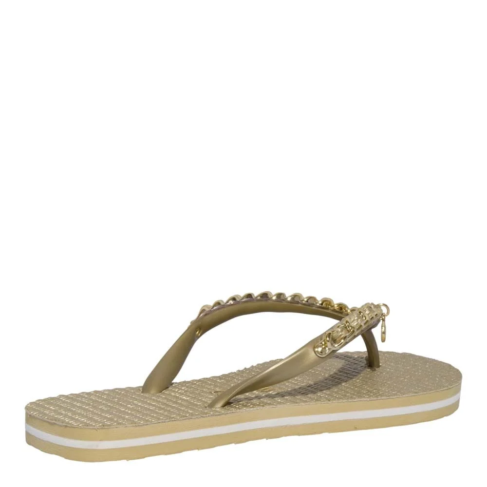Chinelo Flip Flop Metalizada Texturizada Dourada - vista 3 de 4