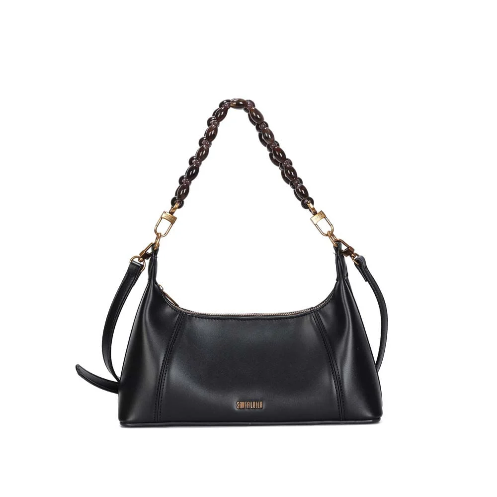 Bolsa Média Soft Liso Preto Alça Miçangas - vista 1 de 3