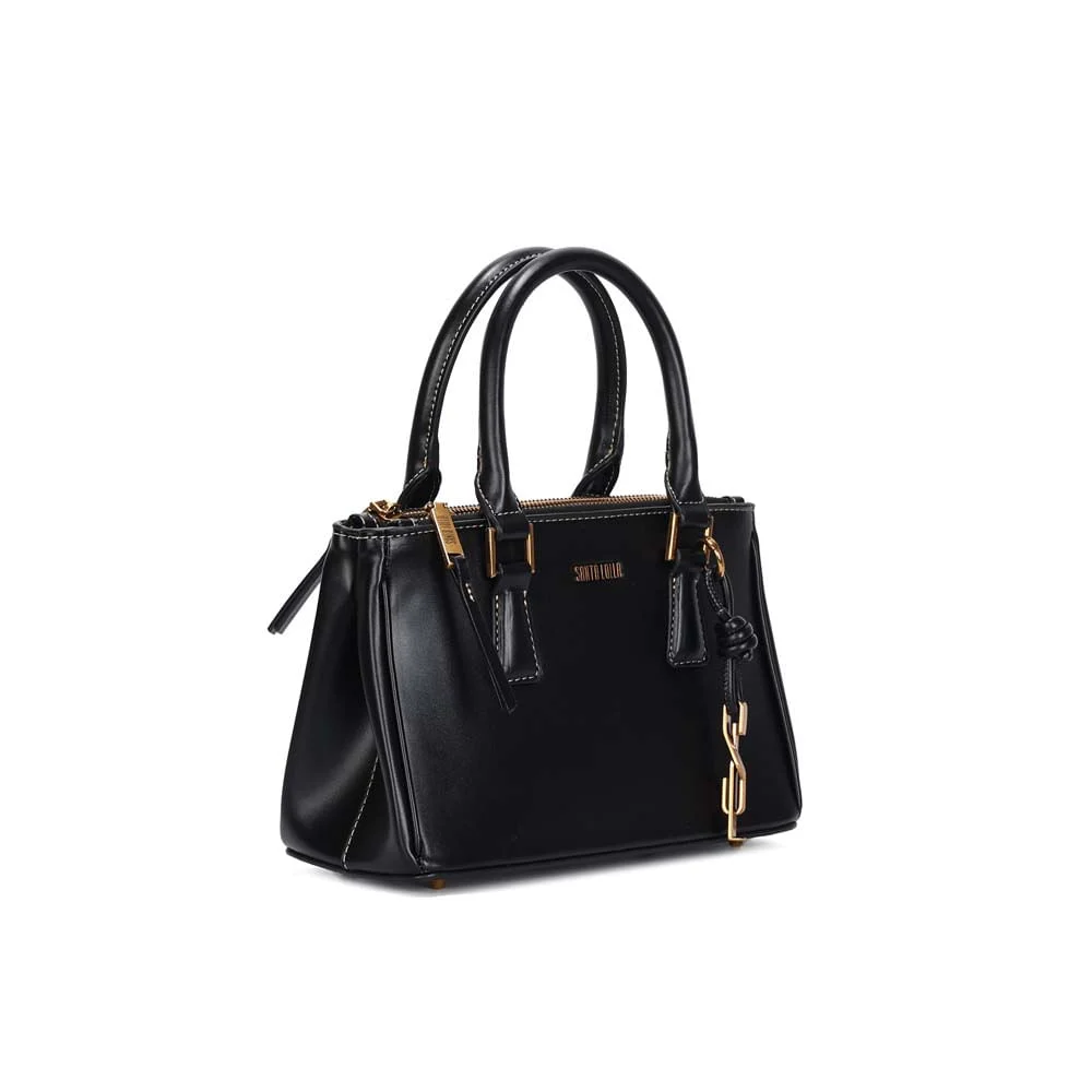 Bolsa Pequena Quadrada Soft Preto Pesponto Transversal - vista 1 de 2