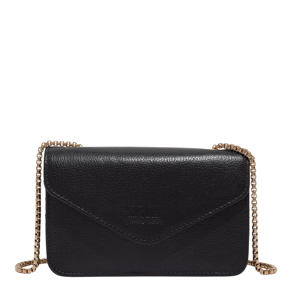 Bolsa Envelope Couro Soft Preto Alça Transversal - vista 1 de 3