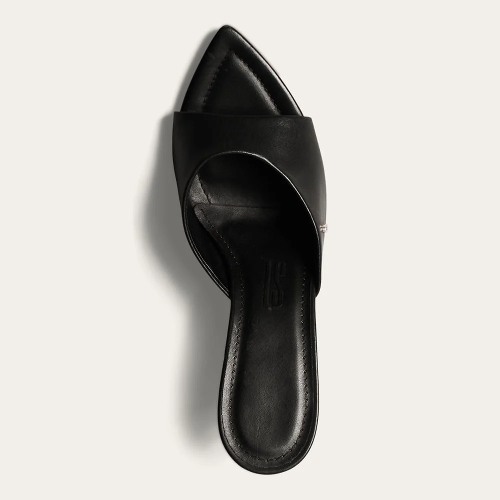 Tamanco Mule Anabela Couro Pelica Soft Bico Fino Preto - vista 4 de 4